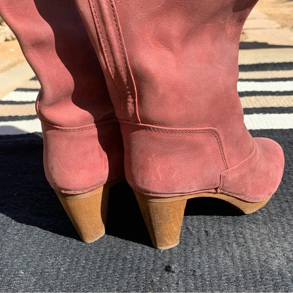 Sanita Plum Suede Wooden Clog Tall Boots size 6.5 - Picture 5 of 9